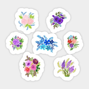 Watercolor flowers purple set Sticker